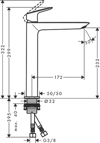 Single lever basin mixer 240 Fine without waste set