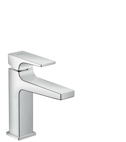 Single lever basin mixer 110 with lever handle and push-open waste set