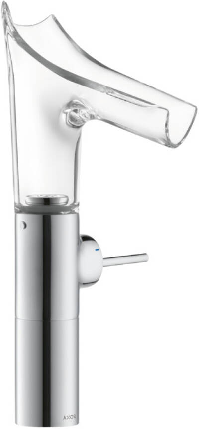 Single lever basin mixer 220 with glass spout for wash bowls with waste set