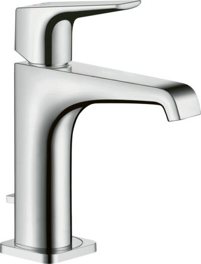 Single lever basin mixer 130 with lever handle and pop-up waste set