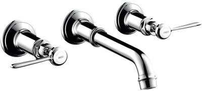3-hole basin mixer for concealed installation wall-mounted with spout 165 - 225 mm and lever handles