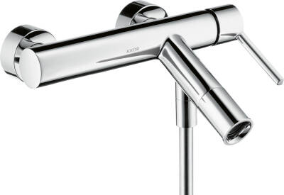 Single lever bath mixer for exposed installation with lever handle