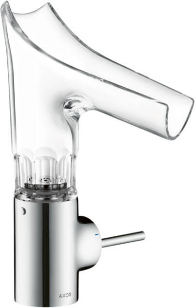 Single lever basin mixer 140 with glass spout and waste set - bevel cut