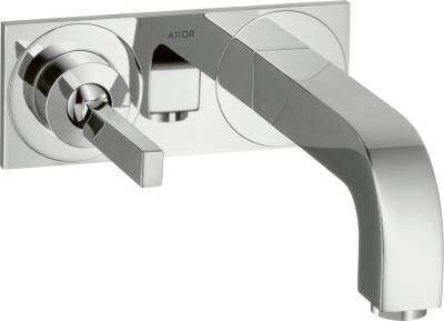 Single lever basin mixer for concealed installation wall-mounted with pin handle, spout 160 mm and plate