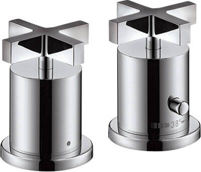 2-hole rim mounted thermostatic bath mixer with cross handles