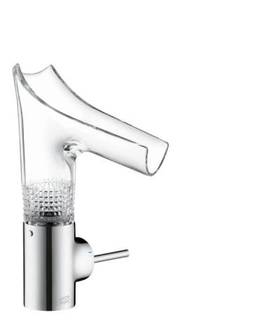 Single lever basin mixer 140 with glass spout and waste set - diamond cut