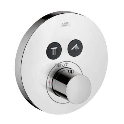 Thermostat for concealed installation round for 2 functions