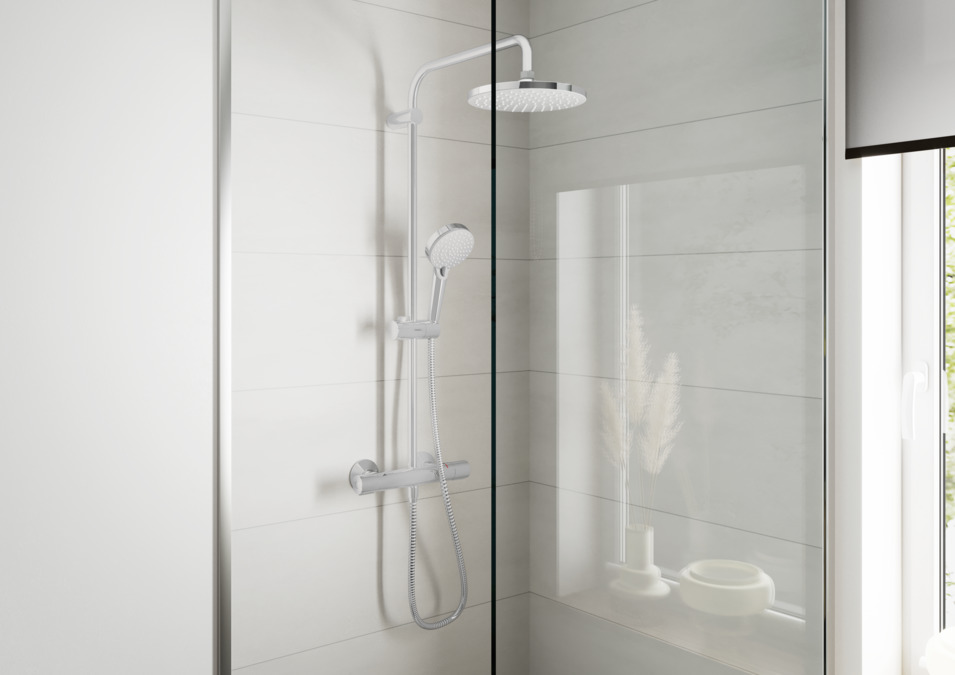 cromo hansgrohe Vernis Blend Sistema de ducha con termostato200 1 tipo de chorro con termostato 26276000 