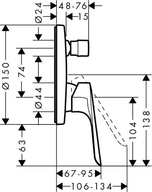 Logis E Bath mixers: 2 functions, Chrome, 71404000