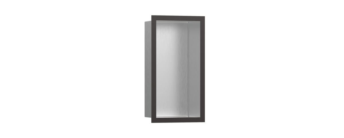 Hansgrohe Accessories Xtrastoris Individual Wall Niche Brushed Stainless Steel With Design Frame 300 150 100