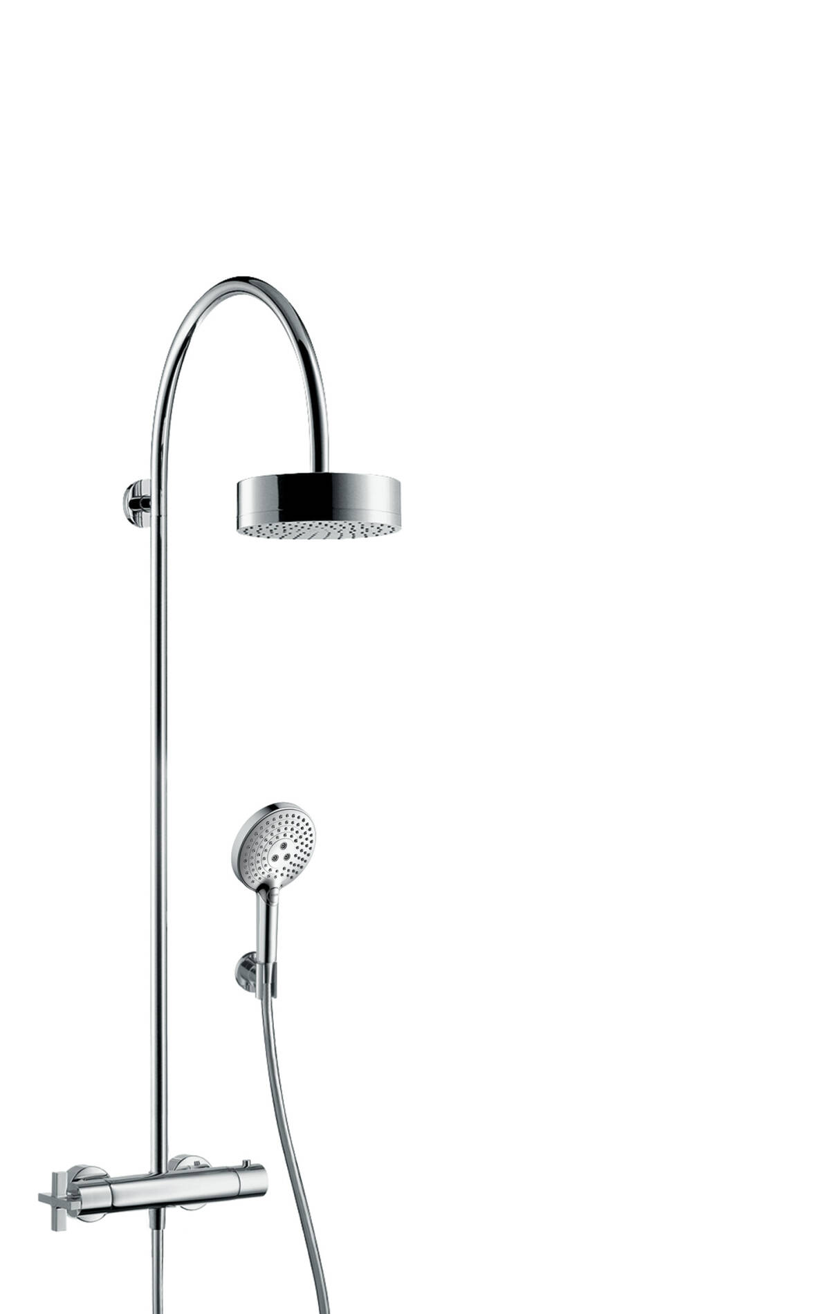 Showerpipe with thermostat and overhead shower 180 1jet, Chrome, 39670000