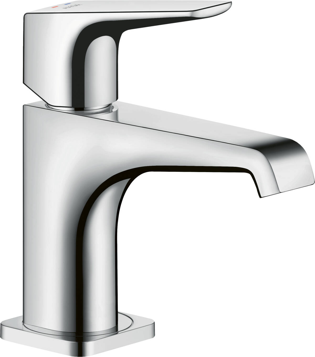 Single lever basin mixer 90 with lever handle for hand washbasins with waste set, Chrome, 36112000