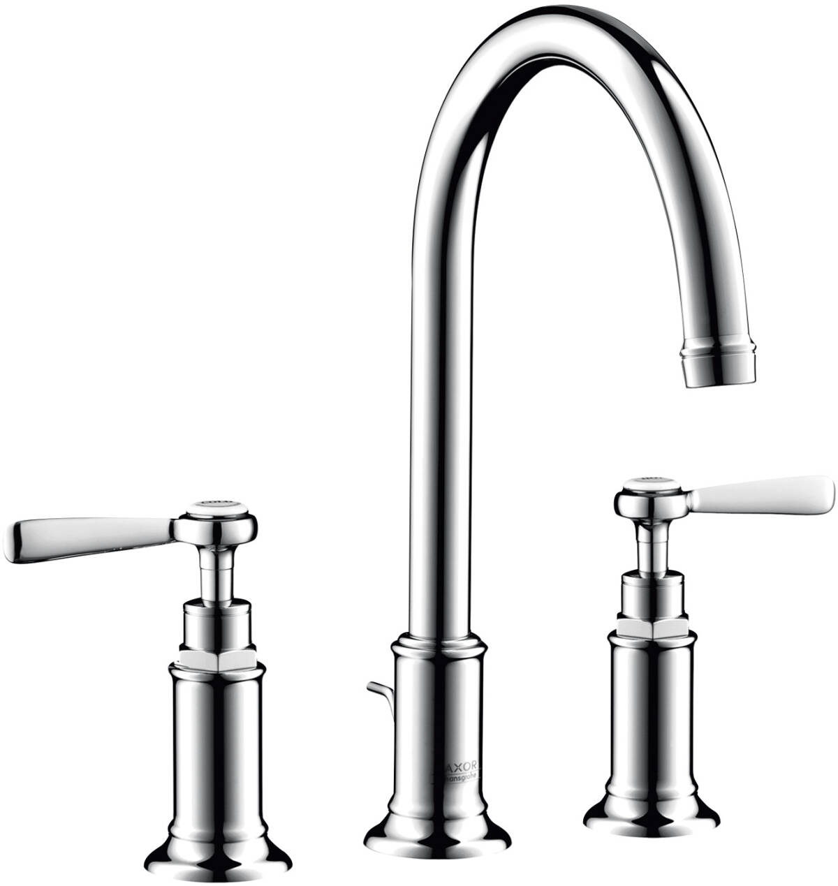 3-hole basin mixer 180 with lever handles and pop-up waste set, Brushed Black Chrome, 16514340
