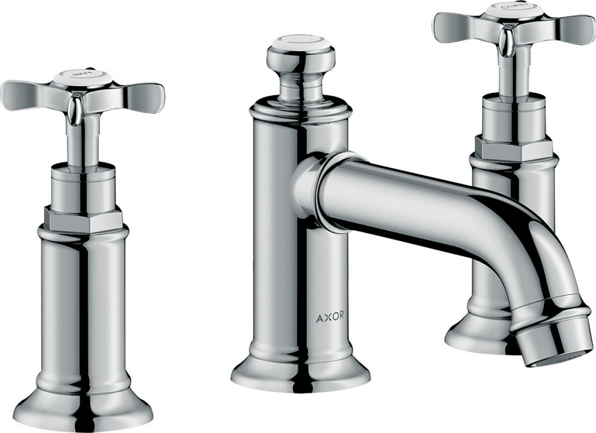 3-hole basin mixer 30 with cross handles and pop-up waste set, Chrome, 16536000