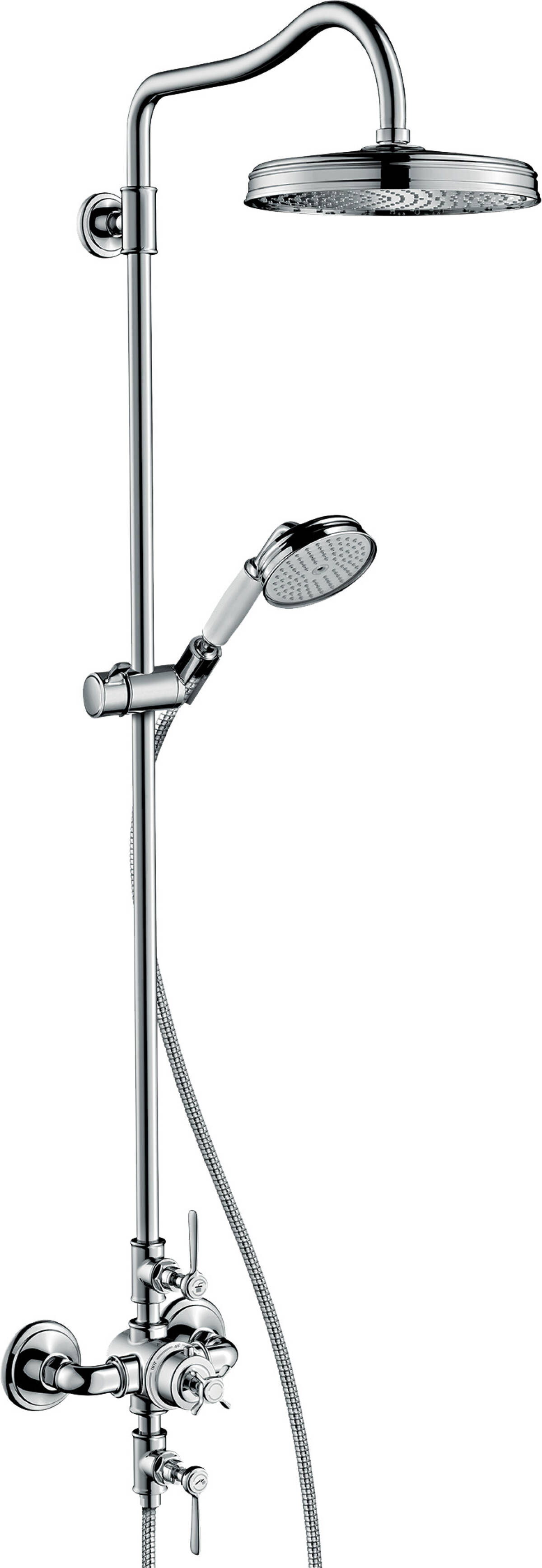 Axor Shower Pipes Montreux 1 Spray Mode 16572000 Showerpipe With Thermostatic Mixer And Overhead Shower 240 1jet Classic Chrome