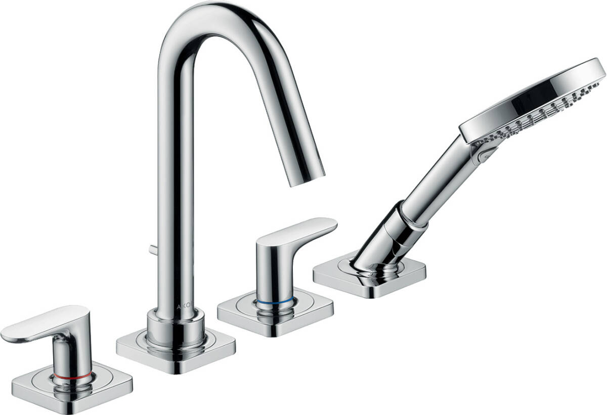 4-hole rim mounted bath mixer with lever handles and escutcheons, Chrome, 34444000
