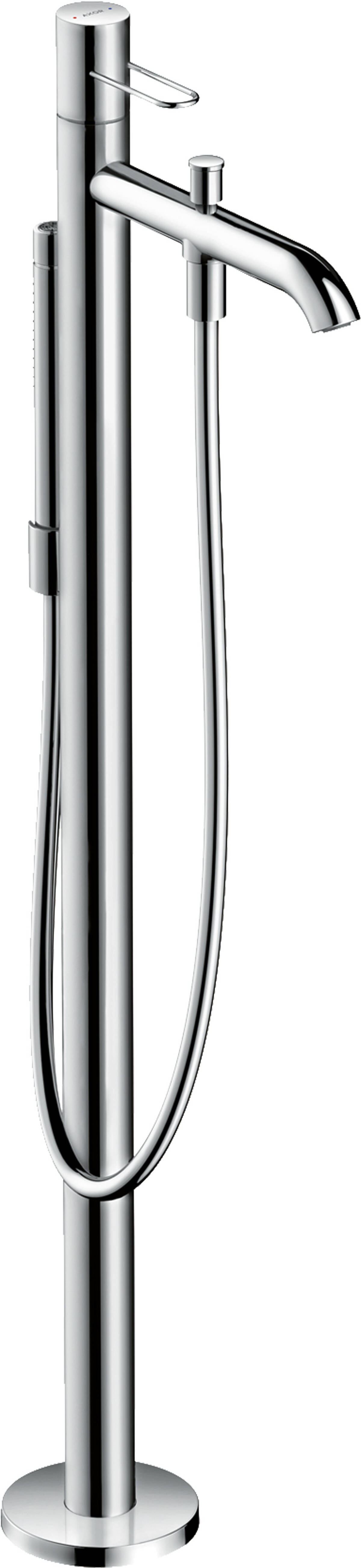 Single lever bath mixer floor-standing with loop handle, Stainless Steel Optic, 38442800
