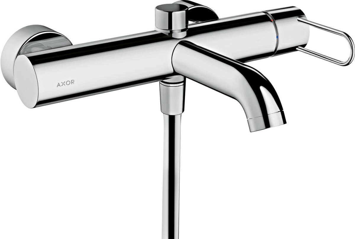 Single lever bath mixer for exposed installation with loop handle, Brushed Black Chrome, 38421340