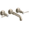 3-hole basin mixer for concealed installation wall-mounted with spout 165 - 225 mm and lever handles