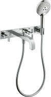3-hole bath mixer for concealed installation wall-mounted with cross handles and plate