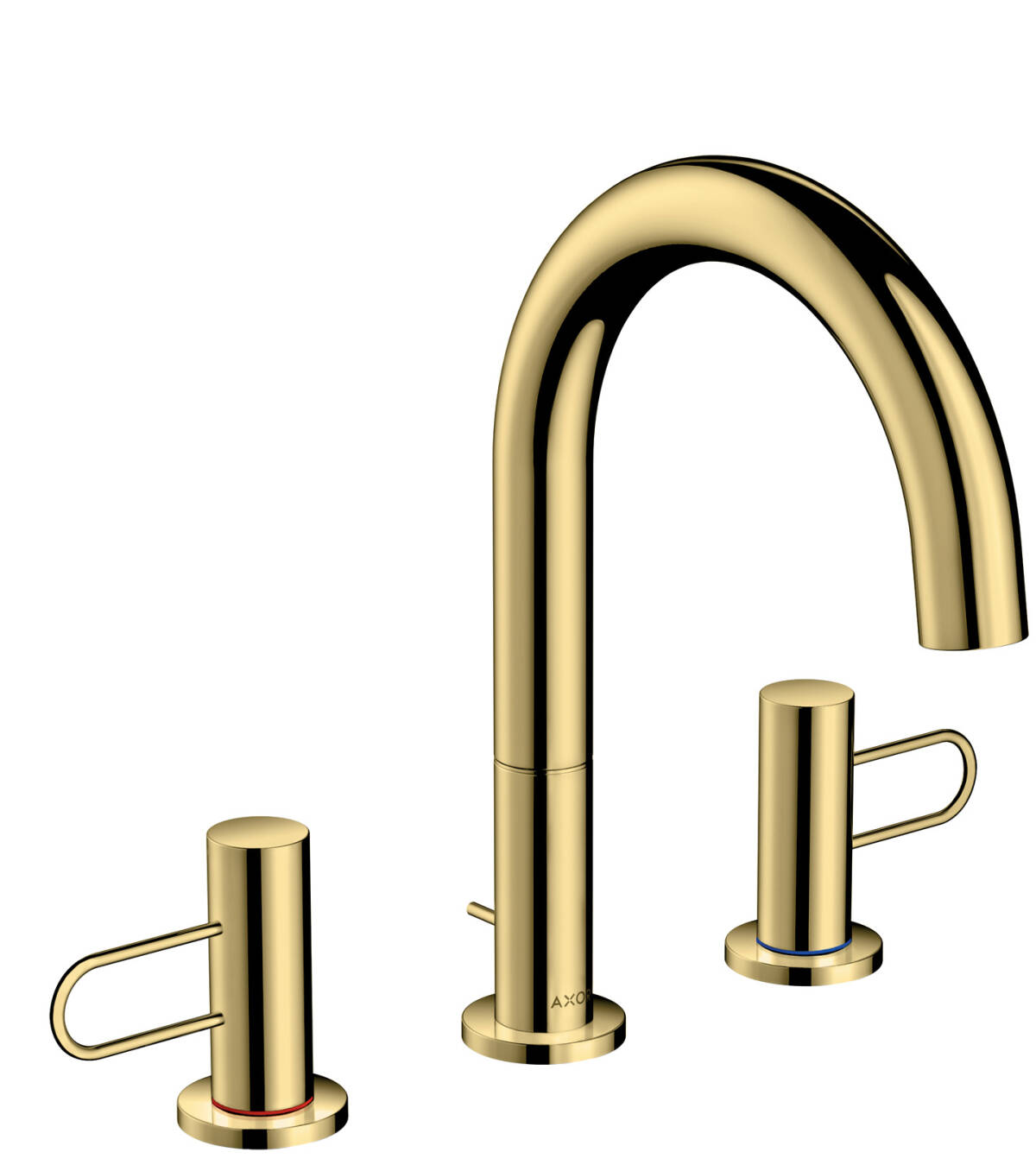 3-hole basin mixer 160 with loop handles and pop-up waste set, Polished Brass, 38054930
