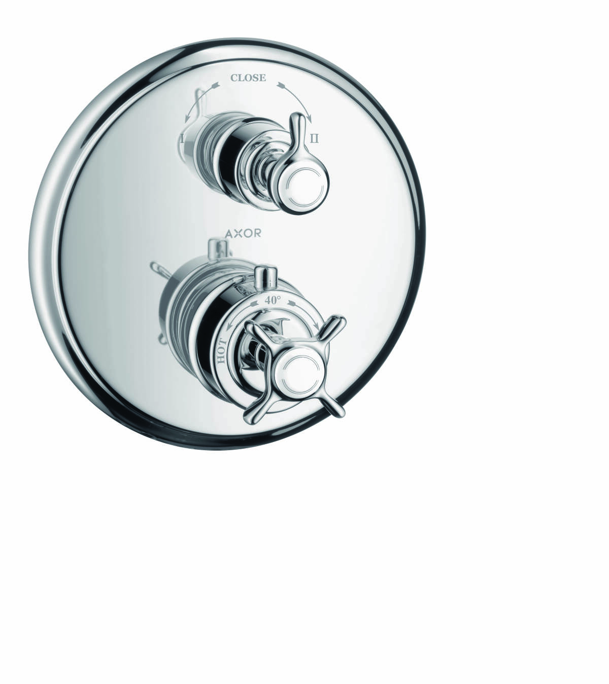 Thermostat for concealed installation with cross handle and shut-off valve, Chrome, 16800000