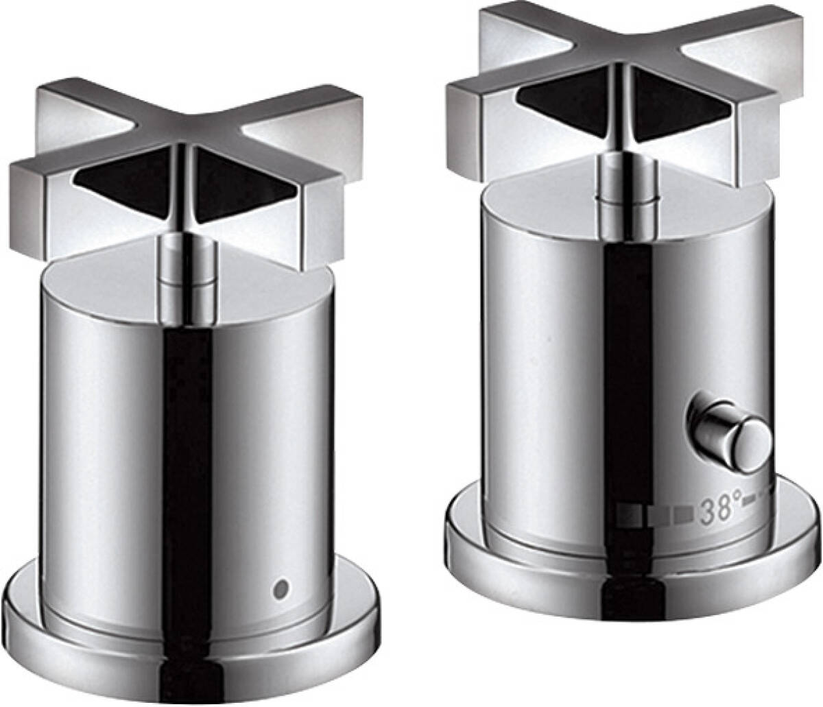 2-hole rim mounted thermostatic bath mixer with cross handles, Chrome, 39480000