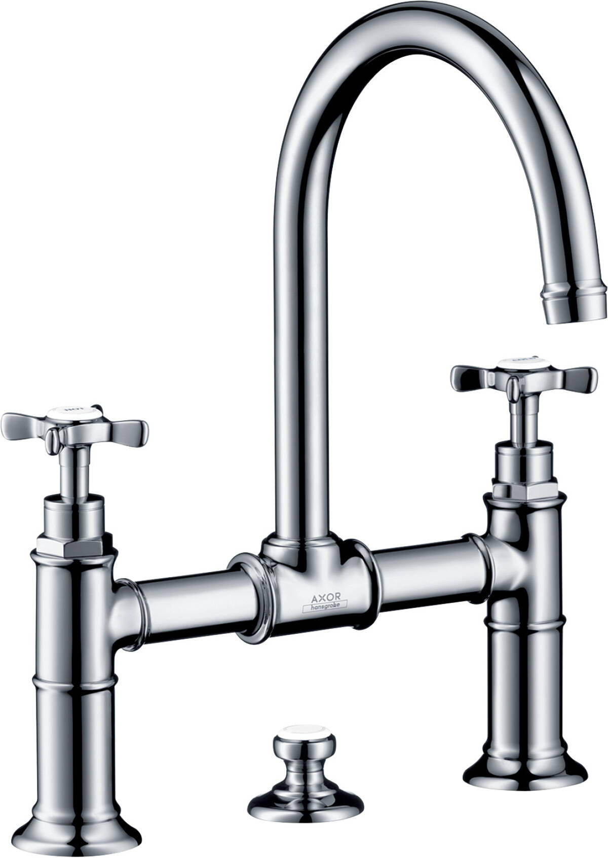 2-handle basin mixer 220 with cross handles and pop-up waste set, Chrome, 16510000