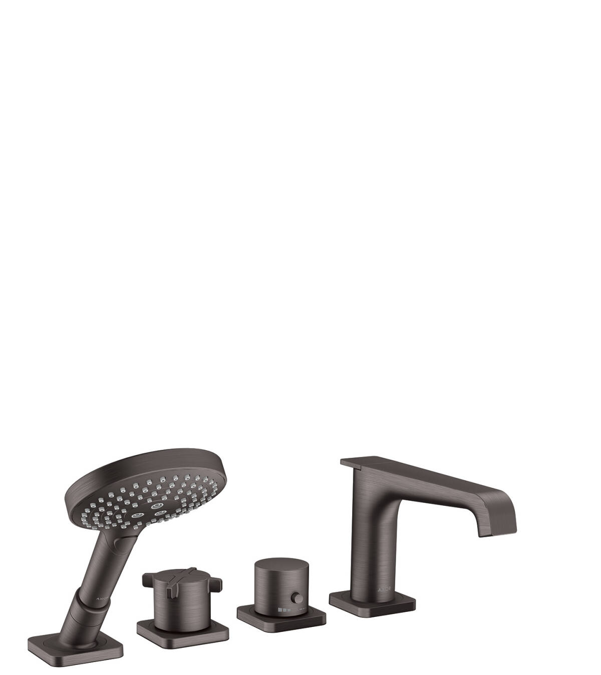 4-hole rim mounted thermostatic bath mixer, Brushed Black Chrome, 36411340
