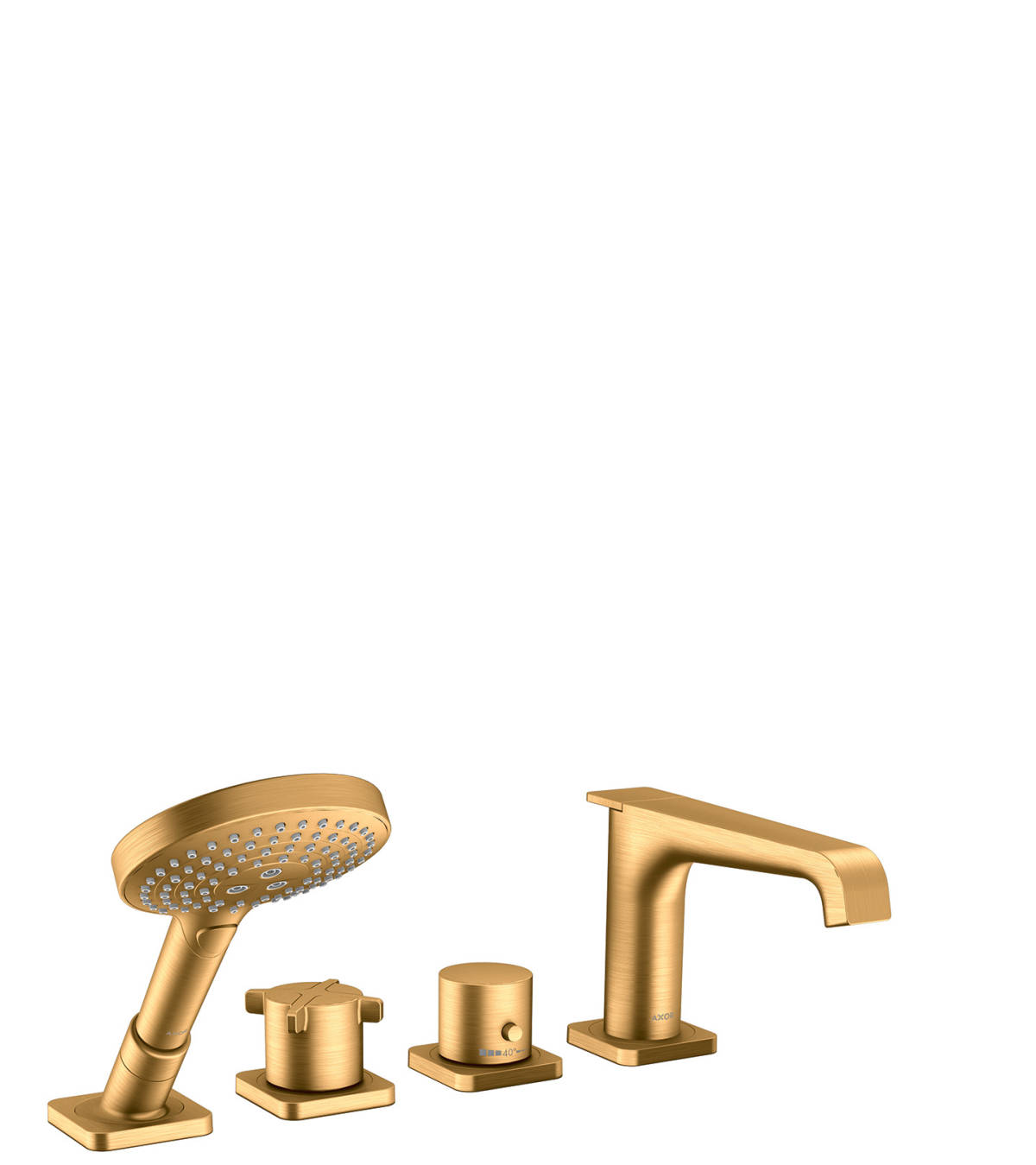 4-hole rim mounted thermostatic bath mixer, Brushed Gold Optic, 36411250