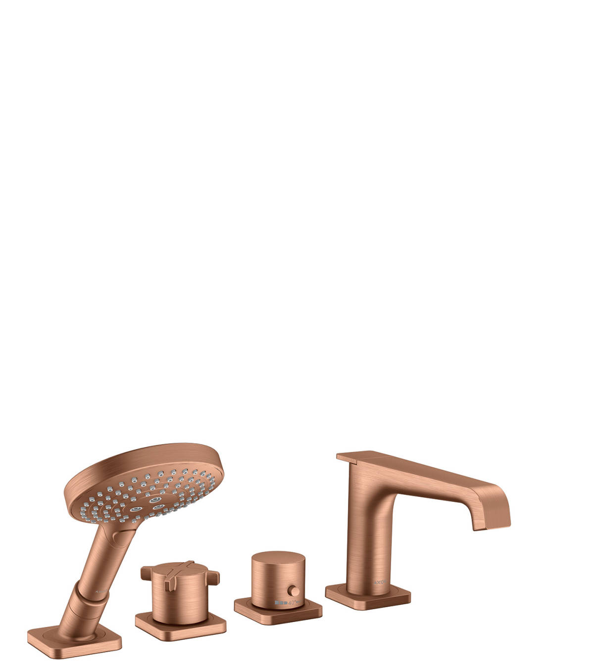 4-hole rim mounted thermostatic bath mixer, Brushed Red Gold, 36411310