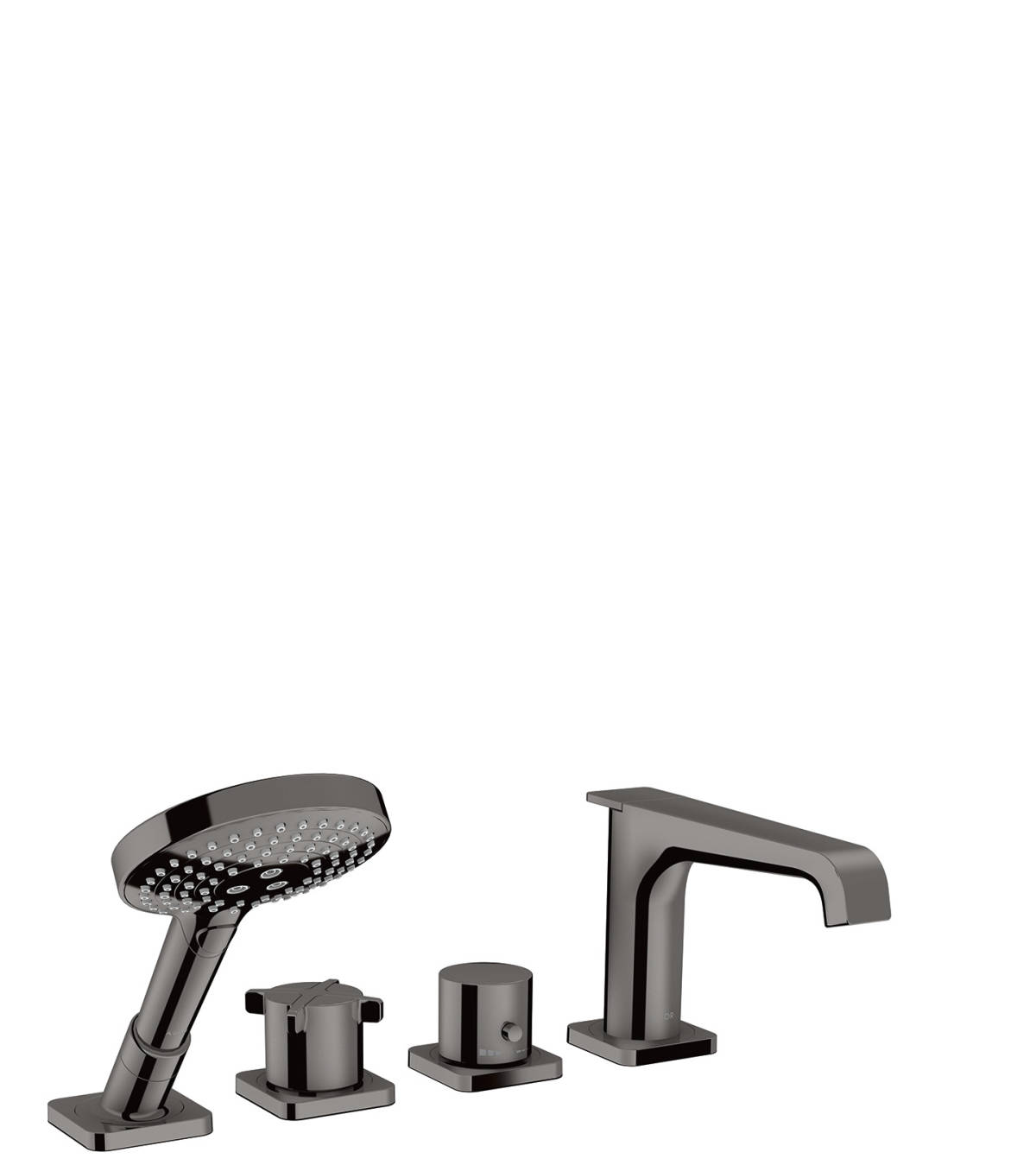 4-hole rim mounted thermostatic bath mixer, Polished Black Chrome, 36411330