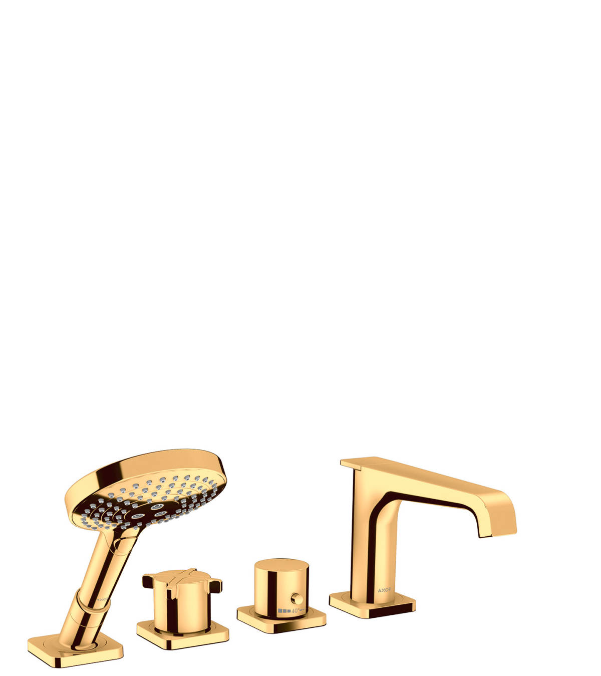 4-hole rim mounted thermostatic bath mixer, Polished Gold Optic, 36411990