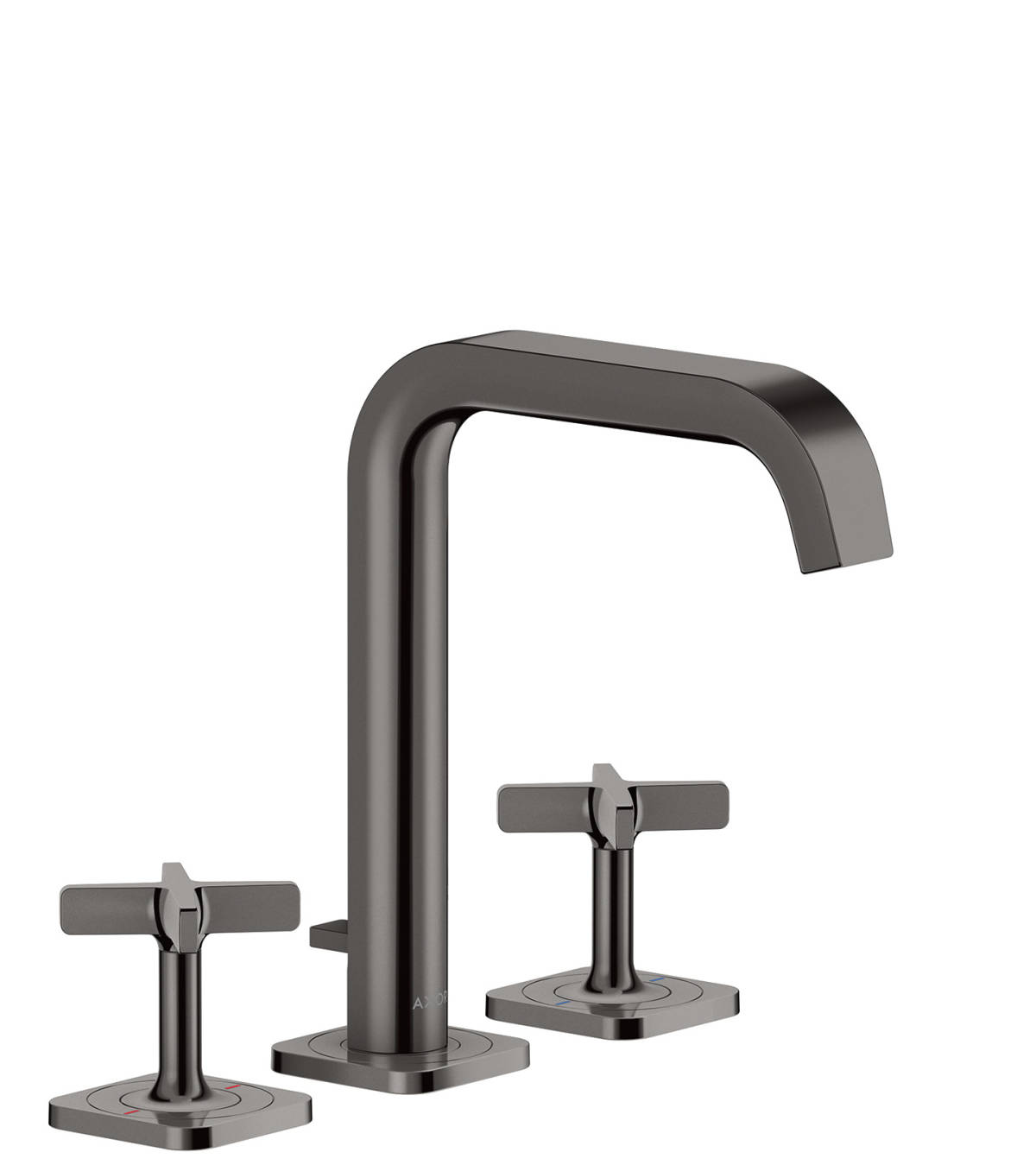 3-hole basin mixer 170 with escutcheons and pop-up waste set, Polished Black Chrome, 36108330