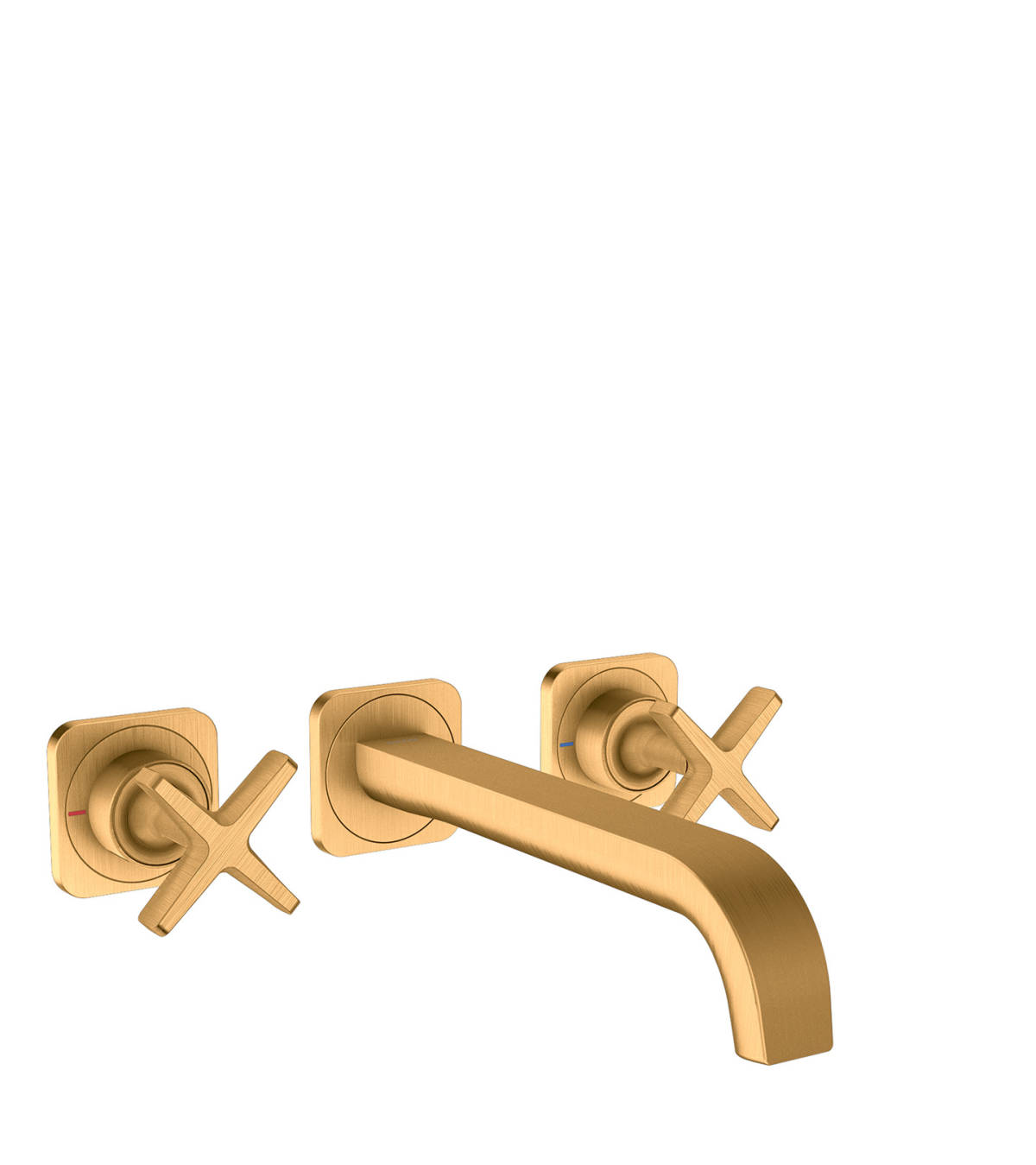 3-hole basin mixer for concealed installation wall-mounted with spout 220 mm and escutcheons, Brushed Gold Optic, 36107250