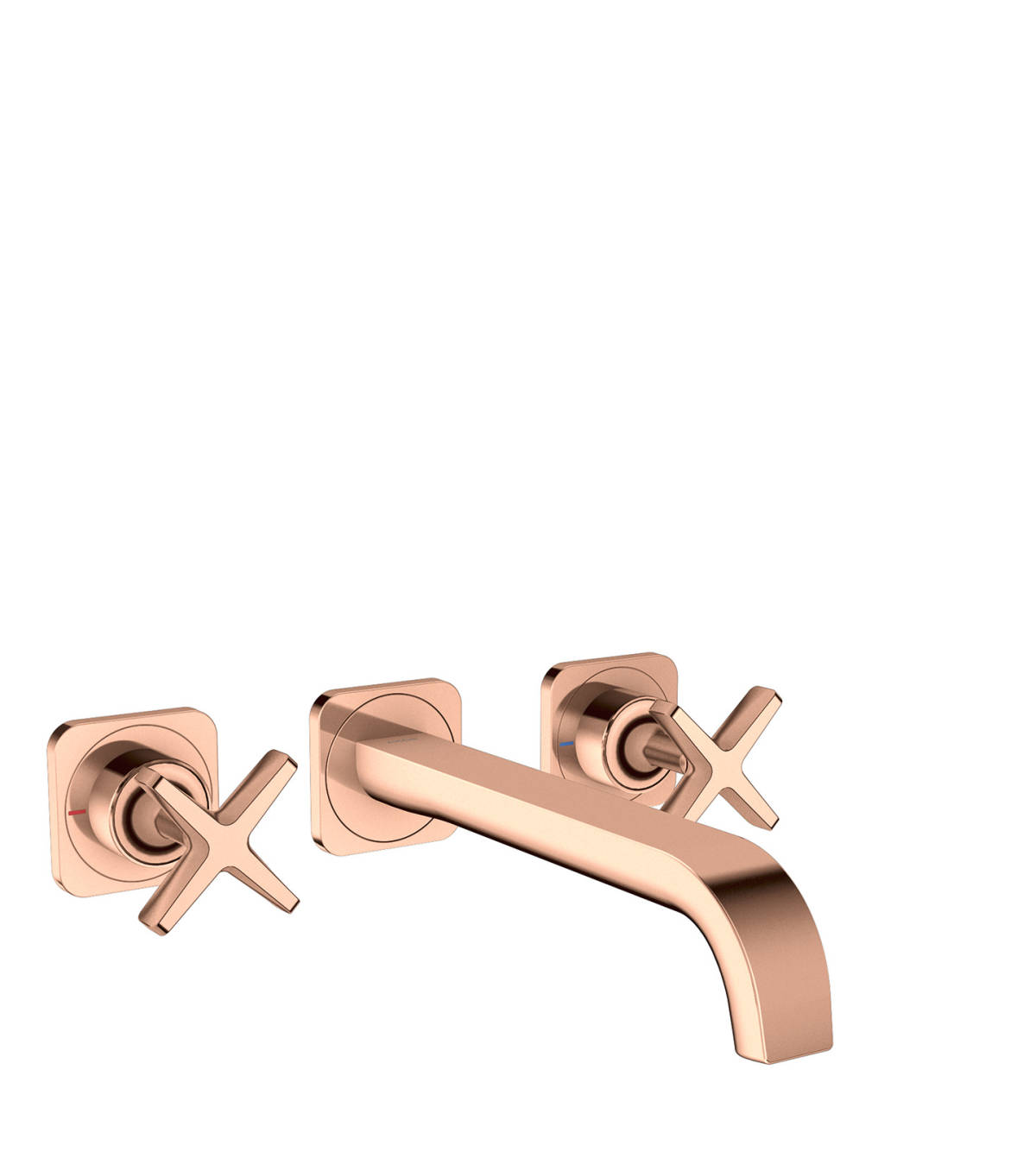 3-hole basin mixer for concealed installation wall-mounted with spout 220 mm and escutcheons, Polished Red Gold, 36107300