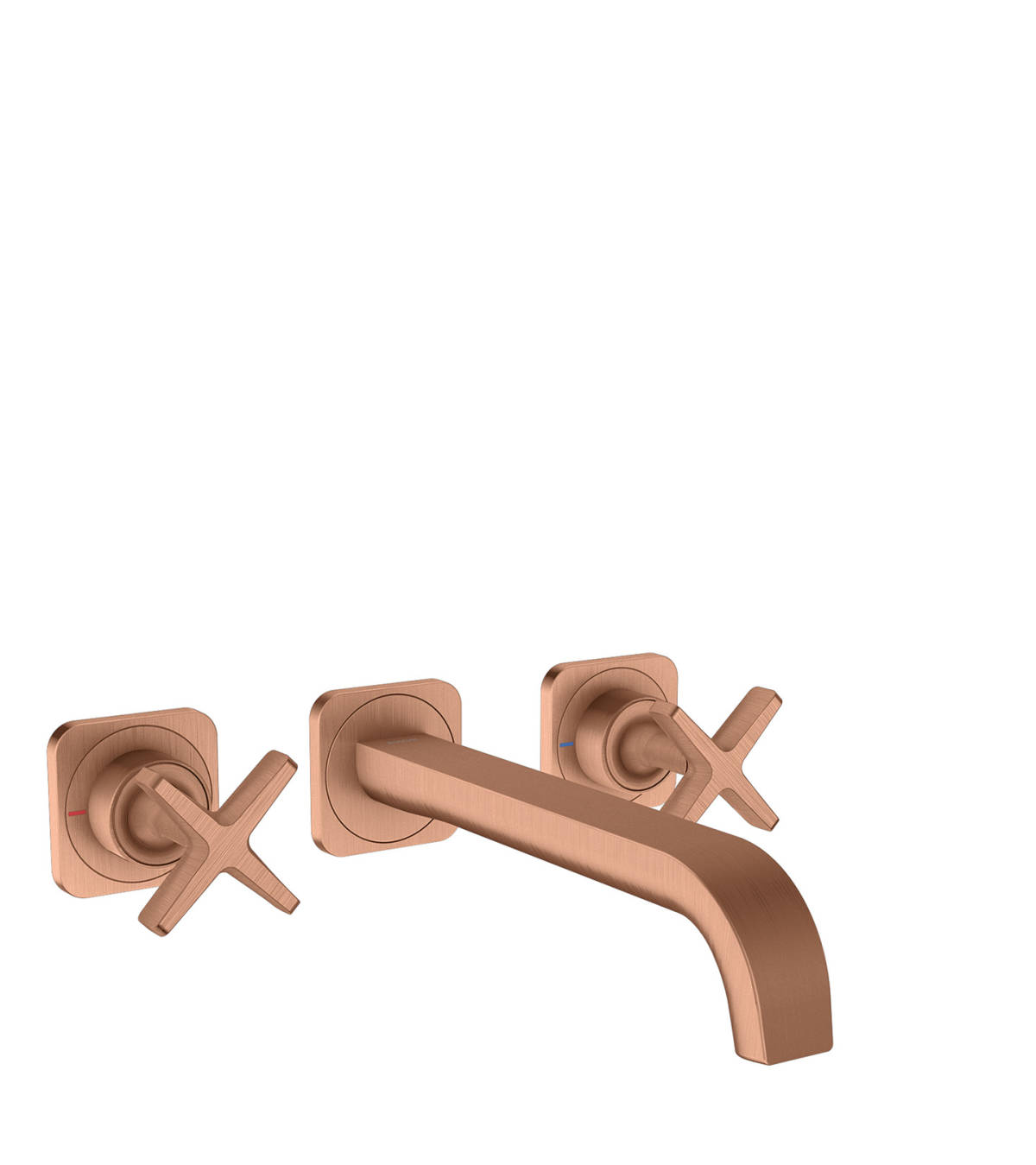 3-hole basin mixer for concealed installation wall-mounted with spout 220 mm and escutcheons, Brushed Red Gold, 36107310