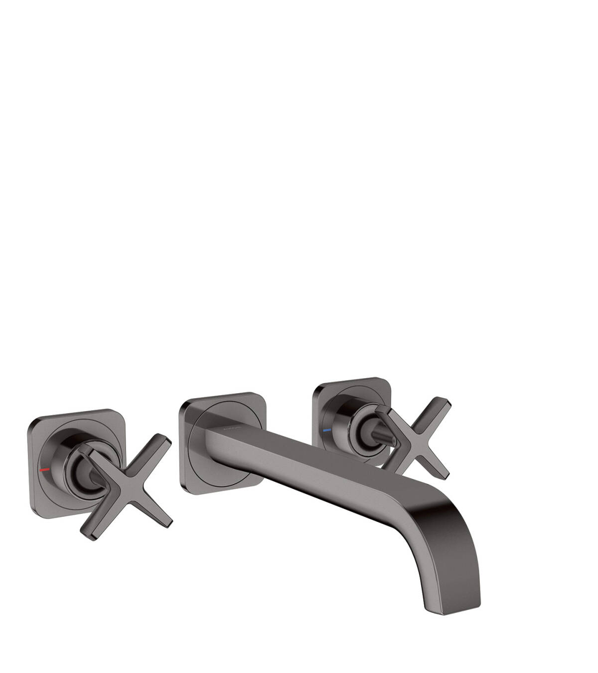 3-hole basin mixer for concealed installation wall-mounted with spout 220 mm and escutcheons, Polished Black Chrome, 36107330