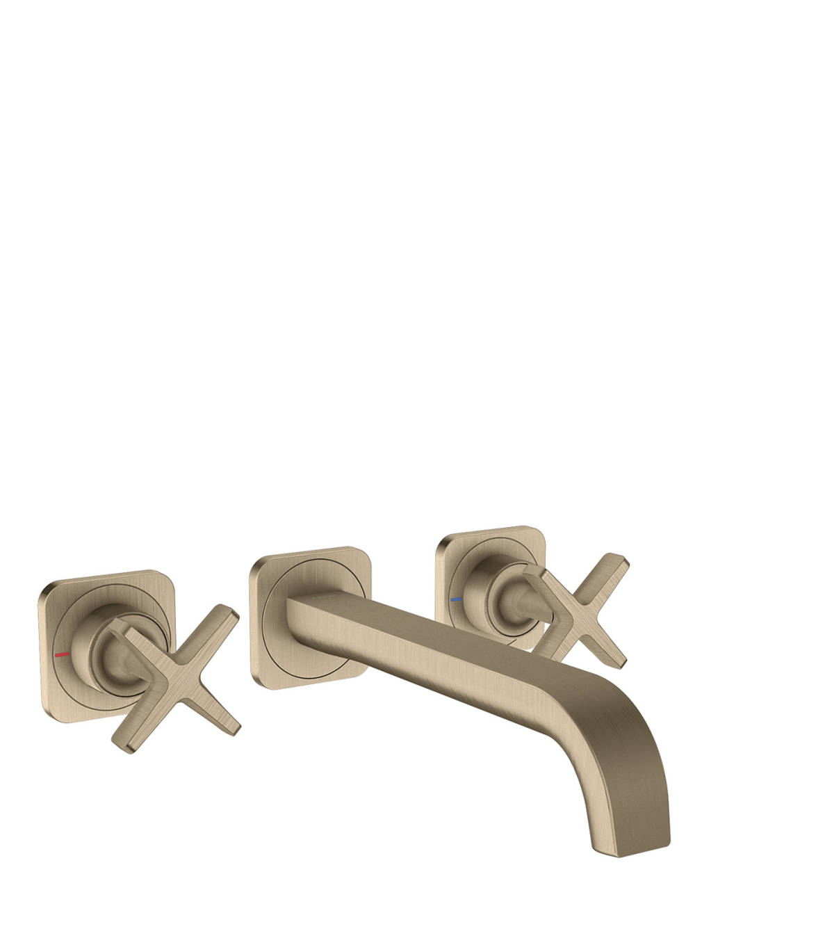 3-hole basin mixer for concealed installation wall-mounted with spout 220 mm and escutcheons, Brushed Nickel, 36107820