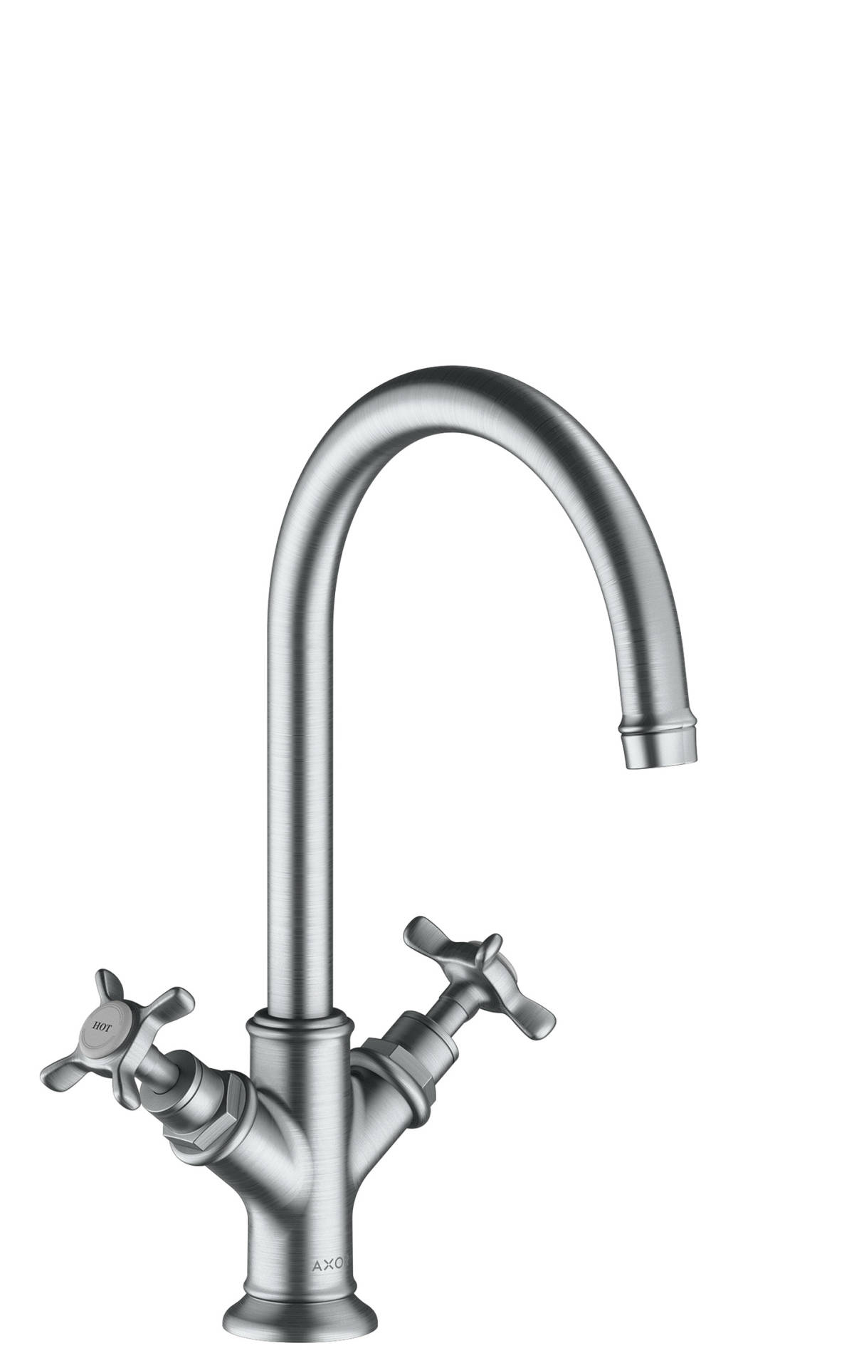 2-handle basin mixer 210 with cross handles and waste set, Brushed Chrome, 16506260