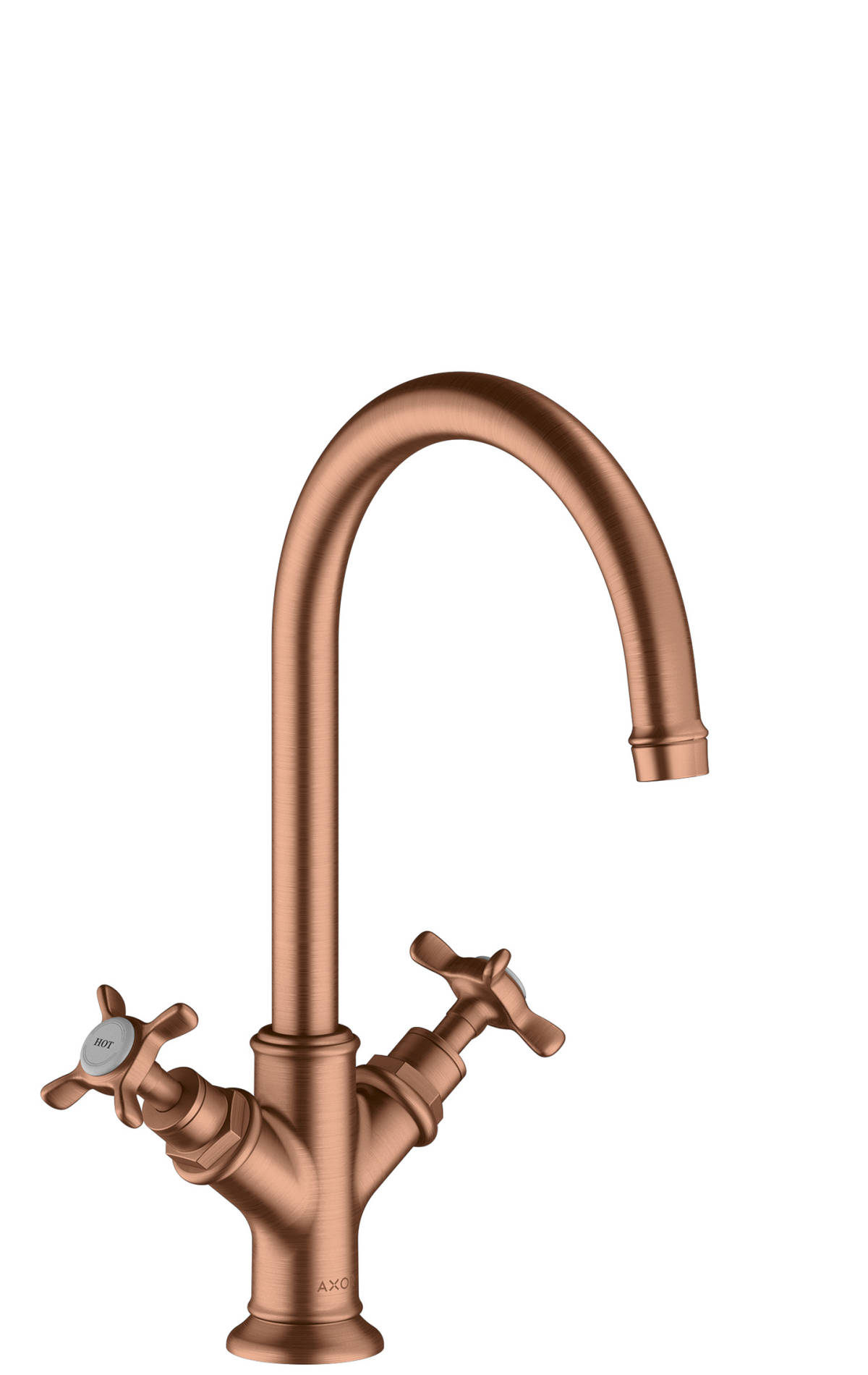 2-handle basin mixer 210 with cross handles and waste set, Brushed Red Gold, 16506310