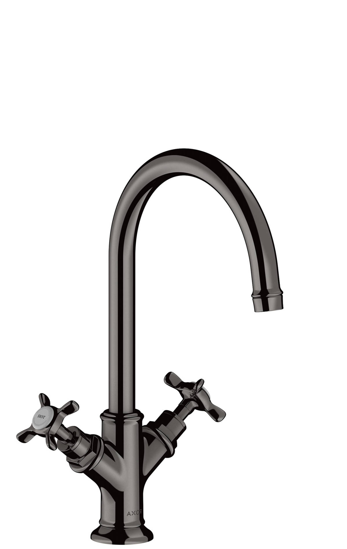 2-handle basin mixer 210 with cross handles and waste set, Polished Black Chrome, 16506330