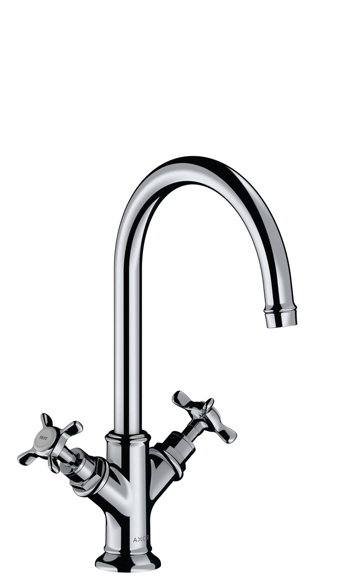 2-handle basin mixer 210 with cross handles and waste set, Polished Chrome, 16506020