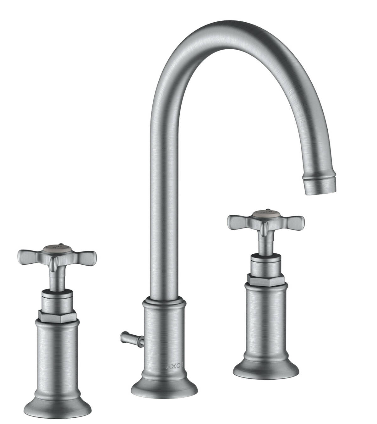 3-hole basin mixer 180 with cross handles and pop-up waste set, Brushed Chrome, 16513260
