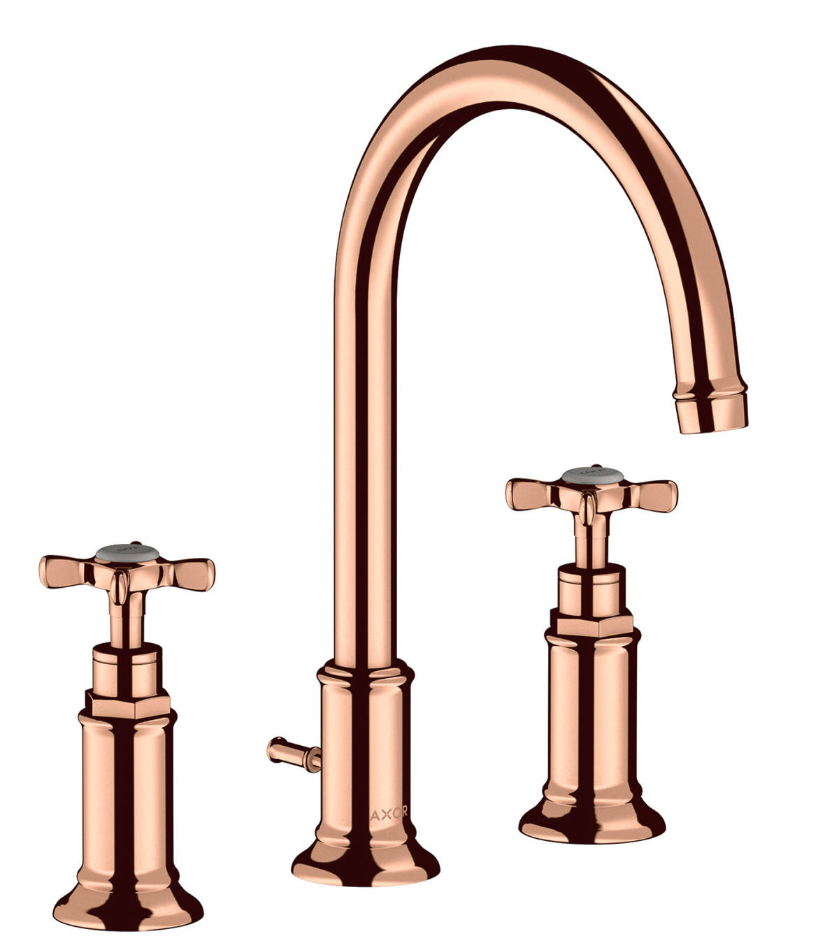 3-hole basin mixer 180 with cross handles and pop-up waste set, Polished Red Gold, 16513300