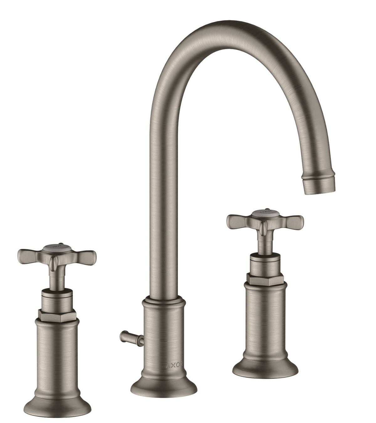 3-hole basin mixer 180 with cross handles and pop-up waste set, Stainless Steel Optic, 16513800