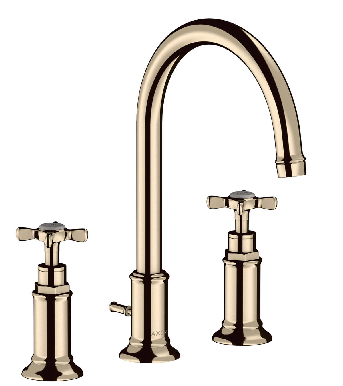 3-hole basin mixer 180 with cross handles and pop-up waste set, Polished Nickel, 16513830