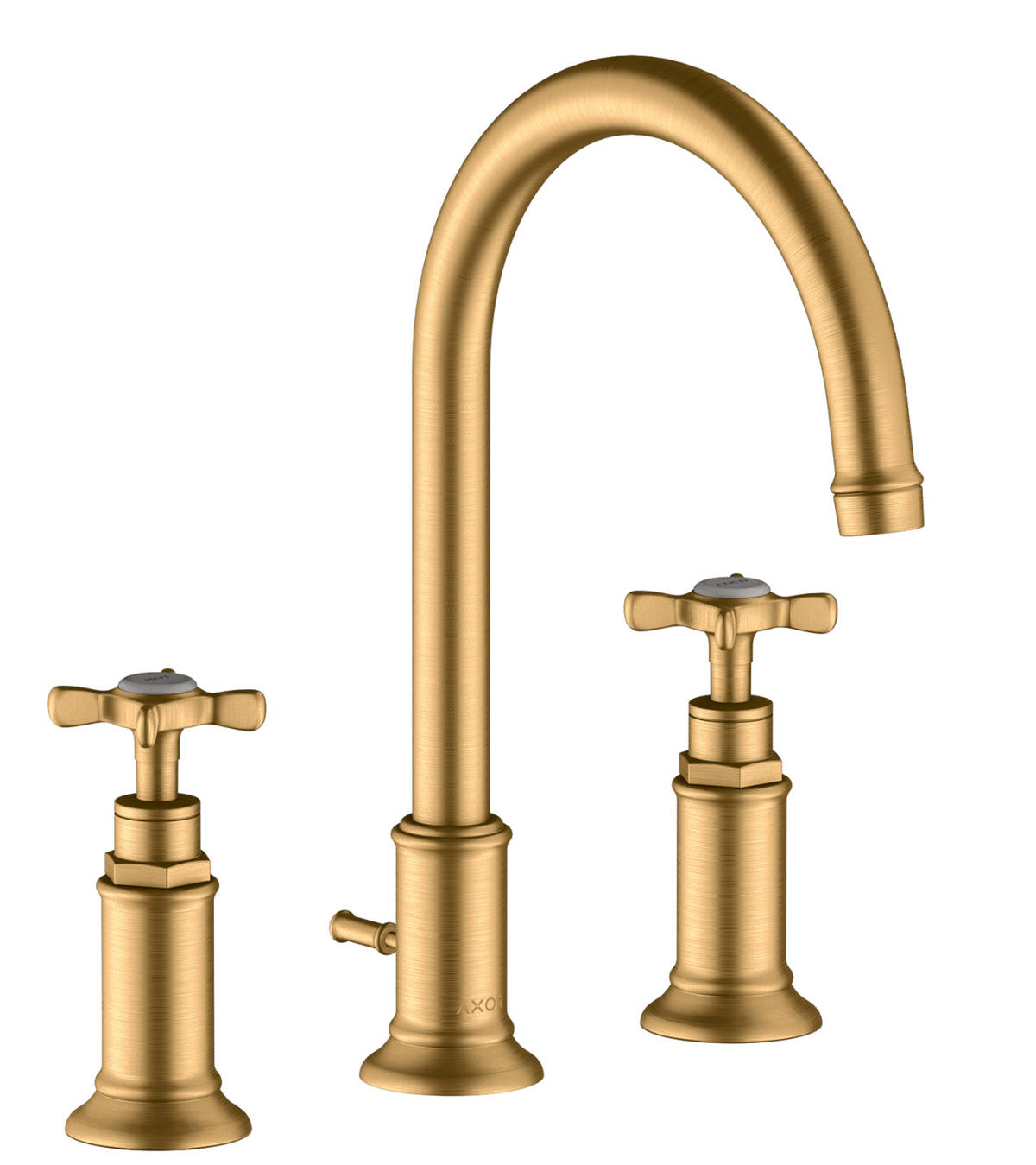 3-hole basin mixer 180 with cross handles and pop-up waste set, Brushed Brass, 16513950