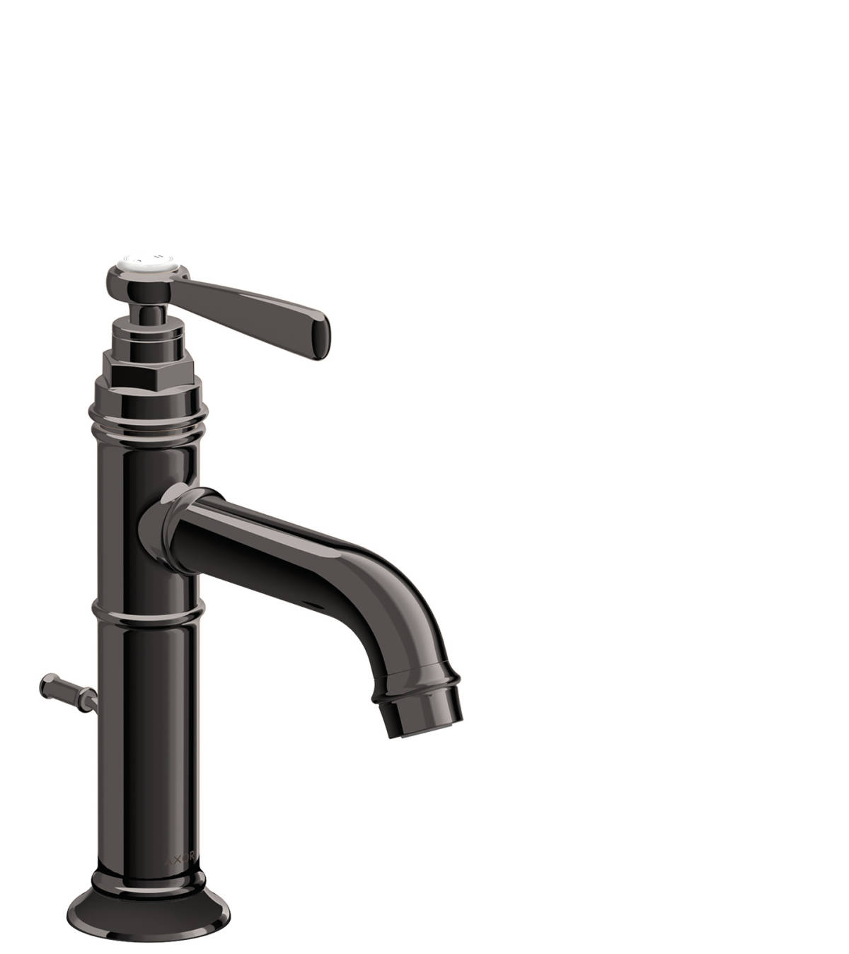 Single lever basin mixer 100 with lever handle and pop-up waste set, Polished Black Chrome, 16515330