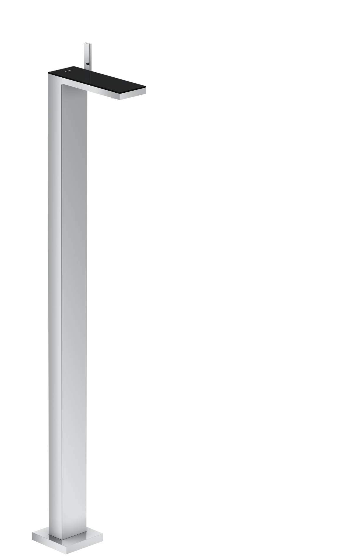 Single lever basin mixer floor-standing with push-open waste set, Chrome/Black Glass, 47040600